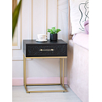 Приставной столик с резным узором на выдвижном ящике Black Table Carved Pattern варинант исполнения - 8 | Loft Concept в Костроме