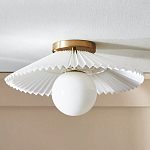 Потолочный светильник с белым плиссированным абажуром Headquarters варинант исполнения - 1 | Loft Concept в Костроме