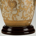 Настольная лампа с фарфоровым основанием с декоративным орнаментом и белым абажуром на темной круглой подставке Elstead Lighting варинант исполнения - 9 | Loft Concept в Костроме