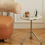 Дизайнерский журнальный стол с круглой столешницей на изогнутых стальных ножках Obafaby варинант исполнения - 1 | Loft Concept в Костроме