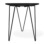 Стол журнальный с круглой столешницей из стекла на 3-х черных ножках Beige Marble варинант исполнения - 4 | Loft Concept в Костроме