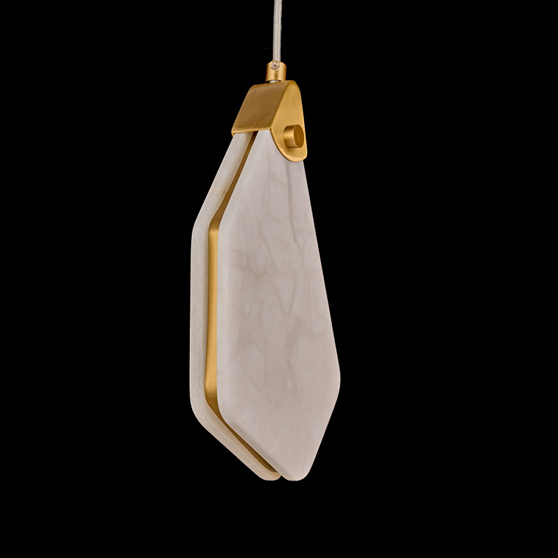 Подвесной светильник фигурный плафон Stone Polygon Белый Латунь в Костроме | Loft Concept 