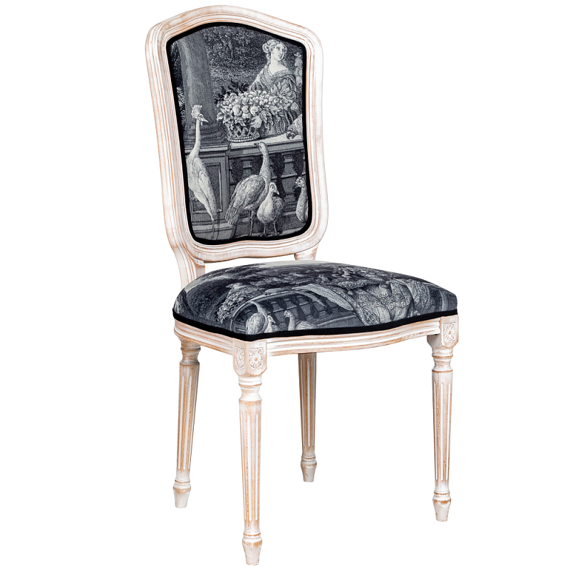 Стул Vincennes Stool Черно-белый Белый винтажная патина Стул Vincennes Stool Черно-белый Белый винтажная патина в Костроме | Loft Concept