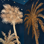 Обои с вышивкой ручной работы Deco Palms Original colourway on velvet варинант исполнения - 3 | Loft Concept в Костроме