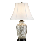 Настольная лампа с фарфоровым основанием с декоративным орнаментом и белым абажуром на темной круглой подставке Elstead Lighting варинант исполнения - 11 | Loft Concept в Костроме