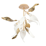 Люстра потолочная с белыми матовыми и золотыми глянцевыми листьями Wintery flovers варинант исполнения - 1 | Loft Concept в Костроме