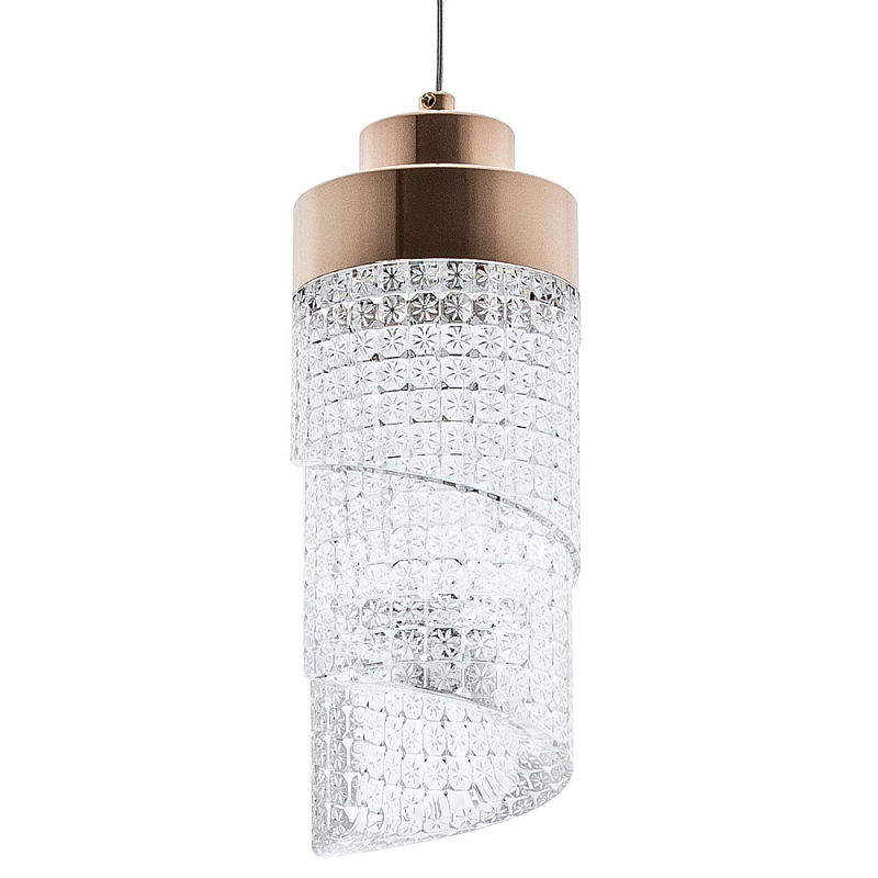 Подвесной светильник со спиралевидным плафоном из акрила Spiral Acrylic Gold Hanging Lamp Глянцевое золото Прозрачный Подвесной светильник со спиралевидным плафоном из акрила Spiral Acrylic Gold Hanging Lamp Глянцевое золото Прозрачный в Костроме | Loft Concept