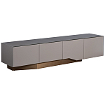 Тумба под телевизор со стеклянной столешницей и с выдвижными ящиками Minimalist Accent варинант исполнения - 1 | Loft Concept в Костроме