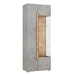 Шкаф-витрина с фасадом цвета серый бетон и стеклянными дверками Grace of Furniture варинант исполнения - 2 | Loft Concept в Костроме