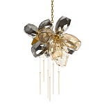 Люстра подвесная со стеклянными плафонами из дымчатого и золотистого с шестью вертикальными подвесками Gilded Mirage  варинант исполнения - 1 | Loft Concept в Костроме