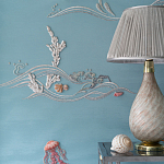 Обои с вышивкой ручной работы Amami Waves Moonbeam colourway on silk moire варинант исполнения - 4 | Loft Concept в Костроме