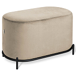 Банкетка овальная бежевый велюр на 4-х металлических ножках черного цвета SANJAY варинант исполнения - 1 | Loft Concept в Костроме