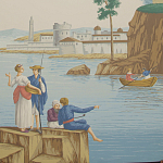 Обои ручная роспись Views of Italy Olive варинант исполнения - 1 | Loft Concept в Костроме