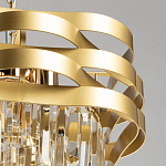 Люстра цвета матового золота с металлическими лентами и длинными прозрачными подвесками Gilded Waves варинант исполнения - 6 | Loft Concept в Костроме