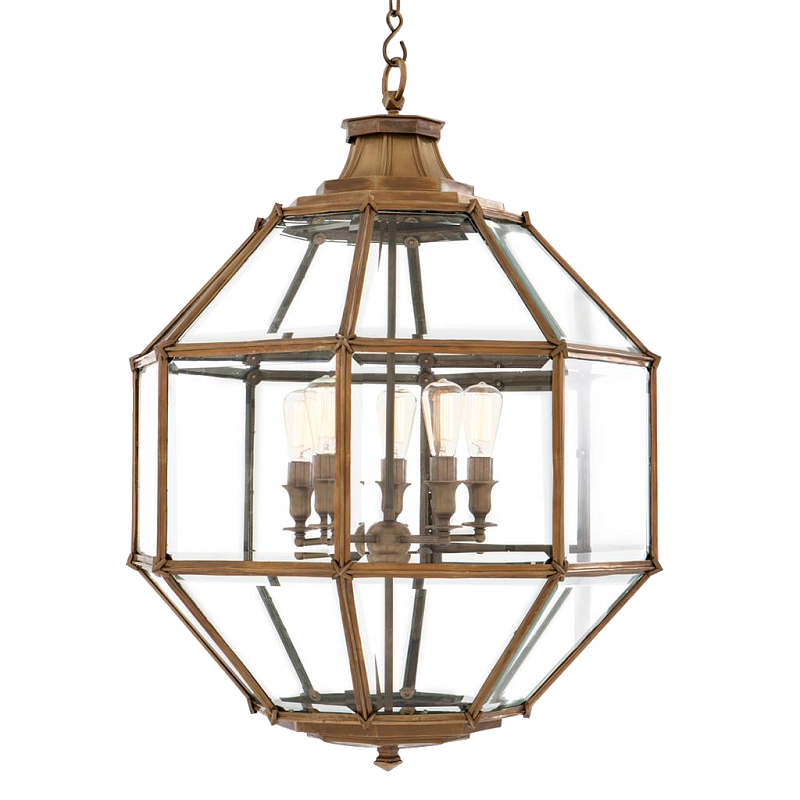 Люстра Lantern Owen Brass L Латунь Прозрачный (Transparent) в Костроме | Loft Concept 