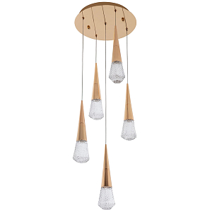Люстра капли Acrylic Droplet Five Gold Chandelier