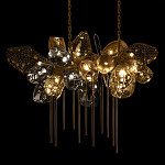Люстра подвесная с 22-мя гранёными стеклянными плафонами с вертикальными подвесками Gilded Mirage  варинант исполнения - 8 | Loft Concept в Костроме