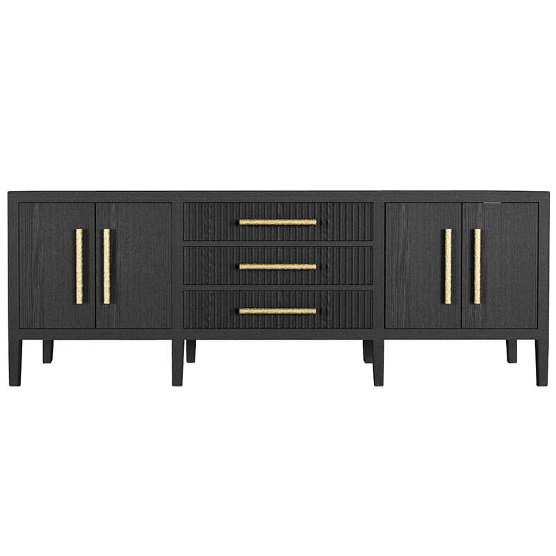 Большая VT-тумба Primo шпон Черный дуб Черный Золотой в Костроме | Loft Concept 