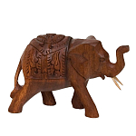 Статуэтка из дерева суар в виде слона в традиционном облачении Little Elephant варинант исполнения - 2 | Loft Concept в Костроме