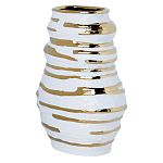 Ваза белая с рельефной поверхностью и золотыми полосами Vase Beehive варинант исполнения - 1 | Loft Concept в Костроме