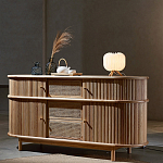 Дизайнерский комод овальный с фактурным фасадом и вставками из плетеных элементов Ambar варинант исполнения - 2 | Loft Concept в Костроме