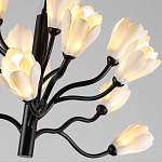 Люстра подвесная черного цвета с ветвями и белыми фарфоровыми цветами Floralis варинант исполнения - 6 | Loft Concept в Костроме