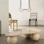 Дизайнерский журнальный стол с изогнутой столешницей на круглых ножках Rigilyr варинант исполнения - 2 | Loft Concept в Костроме