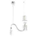 Подвесной светильник с белым текстильным абажуром и изогнутым хрустальным основанием с подвесками Lustre Reverie варинант исполнения - 2 | Loft Concept в Костроме