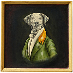 Картина в квадратной раме Chinoiserie Grey Dog Portrait варинант исполнения - 1 | Loft Concept в Костроме