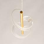 Люстра линейная золотистого цвета с двумя прозрачными волнистыми элементами Wave Line варинант исполнения - 8 | Loft Concept в Костроме