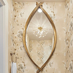 Зеркало овальное в деревянной золотистой раме Oval Gold Lines варинант исполнения - 3 | Loft Concept в Костроме