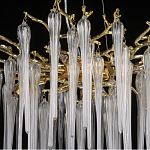 Люстра золотого цвета с декоративными ветками и длинными прозрачными стеклянными подвесами в форме сосулек Droplet Chandelier варинант исполнения - 10 | Loft Concept в Костроме