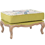 Банкетка из массива бука с изображением птиц и цветов Beige Green Chinoiserie Garden Banquette варинант исполнения - 1 | Loft Concept в Костроме