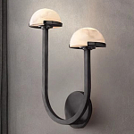 Бра с 2-мя мраморными плафонами на черном корпусе Light Warm Light варинант исполнения - 3 | Loft Concept в Костроме