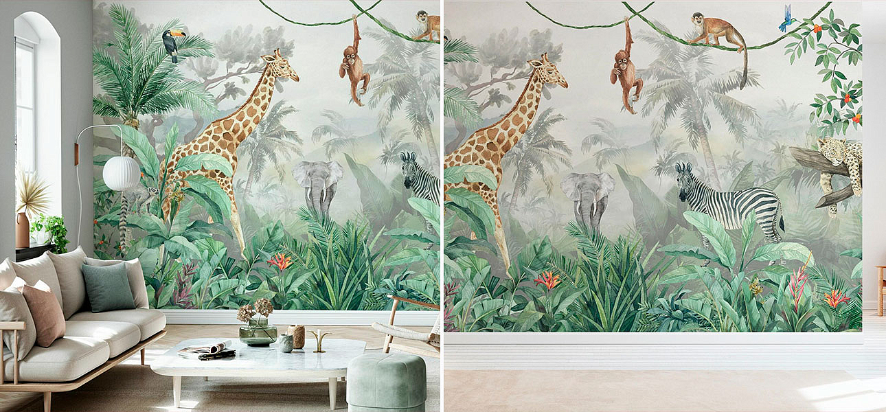Обои ручная роспись Jungle Friends II Обои ручная роспись Jungle Friends II - Loft-Concept в Костроме