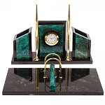 Настольный письменный набор из змеевика с часами Successful Leader варинант исполнения - 1 | Loft Concept в Костроме