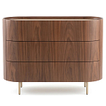 Комод округлой формы с тремя ящиками Walnut and Leather варинант исполнения - 1 | Loft Concept в Костроме