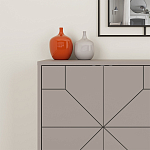 Комод бежево-серый с 4-мя дверцами с геометрическим рисунком на металлических ножках DUNE CONSOLE LIGHT MOCHA варинант исполнения - 4 | Loft Concept в Костроме