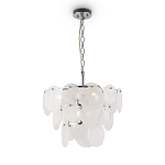 Люстра из белых стеклянных дисков на серебрянном каркасе White Glowing Reflectors варинант исполнения - 3 | Loft Concept в Костроме