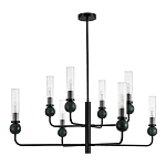 Люстра с 8-ю плафонами в форме стеклянных трубок и мраморных декоративных элементов Montreal варинант исполнения - 3 | Loft Concept в Костроме