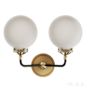 Бра БИСТРО Globe Clear Glass Double Sconce Brass Milk