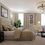 Кровать двуспальная бежевая с основанием из массива дерева с мягким изголовьем Flax Beds варинант исполнения - 4 | Loft Concept в Костроме