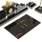 Настольный письменный набор из чёрного обсидиана с декором в виде льва Golden Lion варинант исполнения - 3 | Loft Concept в Костроме