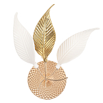 Бра с декоративными белыми и золотыми листьями на текстурном основании Wintery flovers варинант исполнения - 1 | Loft Concept в Костроме