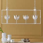 Люстра белая прямоугольная с абажурами в виде цветков тюльпана White Tulips варинант исполнения - 8 | Loft Concept в Костроме