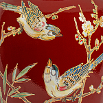 Настольная лампа бордовая с изображением птиц Slip Away варинант исполнения - 6 | Loft Concept в Костроме