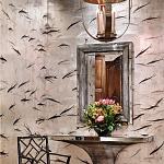 Обои ручная роспись Fishes Blue Pearl on Tarnished Silver gilded silk with pearlescent antiquing варинант исполнения - 1 | Loft Concept в Костроме