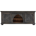 Деревянная ТВ-тумба из массива манго с резьбой Essua Grey Mango TV stand варинант исполнения - 1 | Loft Concept в Костроме