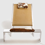 Дизайнерское кресло на металлическом каркасе с подставкой для ног Poltronova Mies Armchair варинант исполнения - 3 | Loft Concept в Костроме