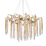 Люстра подвесная золотого цвета с разветвленными ветвями и прозрачными стеклянными подвесками Droplet Chandelier варинант исполнения - 1 | Loft Concept в Костроме